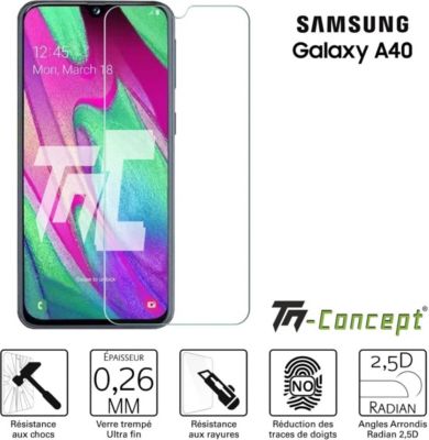 Protège écran TM CONCEPT Verre trempé - Samsung Galaxy A40 Protège écran TM CONCEPT Verre trempé - Samsung Galaxy A40