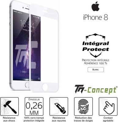 Protège écran TM CONCEPT Apple iPhone 8 - Verre trempé intégral P