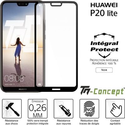 Protège écran TM CONCEPT Huawei P20 Lite - Verre trempé intégral Protège écran TM CONCEPT Huawei P20 Lite - Verre trempé intégral