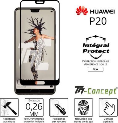 Protège écran TM CONCEPT Huawei P20 - Verre trempé intégral Prote