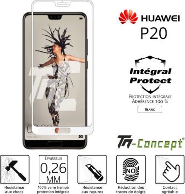 Protège écran TM CONCEPT Huawei P20 - Verre trempé intégral Prote Protège écran TM CONCEPT Huawei P20 - Verre trempé intégral Prote