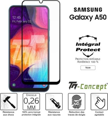 Protège écran TM CONCEPT Verre trempé intégral Samsung A50 - Noir Protège écran TM CONCEPT Verre trempé intégral Samsung A50 - Noir