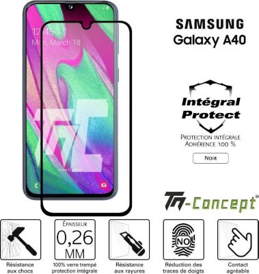 Protège écran TM CONCEPT Samsung Galaxy A40 - Verre trempé intégr Protège écran TM CONCEPT Samsung Galaxy A40 - Verre trempé intégr