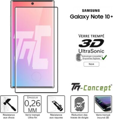 Protège écran TM CONCEPT Verre trempé 3D - Samsung Note 10+ Noir