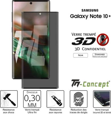 Protège écran TM CONCEPT Verre trempé 3D teinté Samsung Note 10+ Protège écran TM CONCEPT Verre trempé 3D teinté Samsung Note 10+