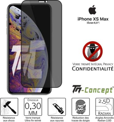 Protège écran TM CONCEPT Verre trempé teinté iPhone XS Max - Noir
