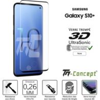 Protège écran TM CONCEPT Verre trempé 3D Samsung Galaxy S10+ Noir