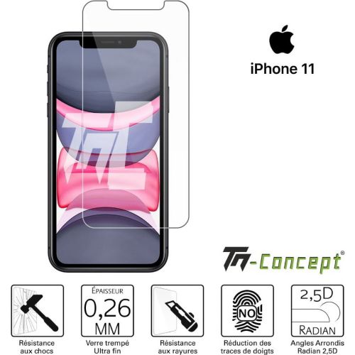 Iphone 11-Vitre de protection écran-verre trempé-anti chocs-Incassable
