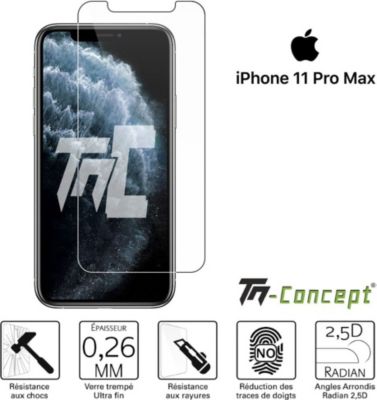 Protège écran TM CONCEPT Verre trempé - Apple iPhone 11 Pro Max Protège écran TM CONCEPT Verre trempé - Apple iPhone 11 Pro Max