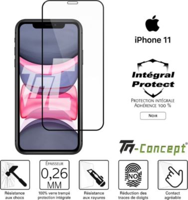 Protège écran TM CONCEPT Verre trempé intégral - iPhone 11 - Noir