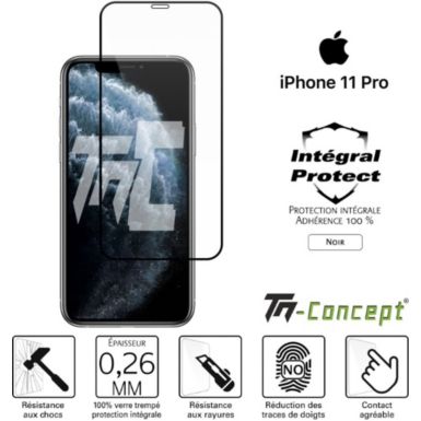 Protège écran TM CONCEPT Verre trempé intégral iPhone 11 Pro Noir