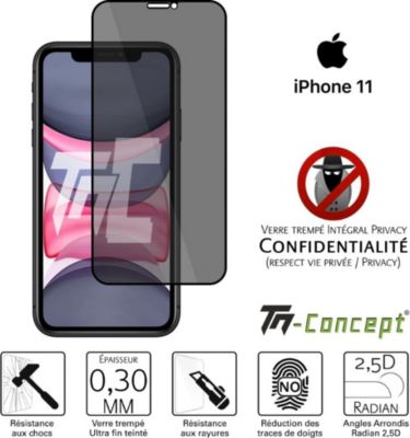 Protège écran TM CONCEPT Verre trempé teinté Apple iPhone 11 Noir Protège écran TM CONCEPT Verre trempé teinté Apple iPhone 11 Noir