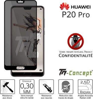 Protège écran TM CONCEPT Verre trempé teinté Huawei P20 Pro Noir Protège écran TM CONCEPT Verre trempé teinté Huawei P20 Pro Noir