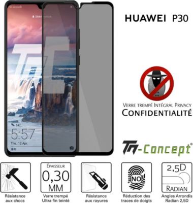 Protège écran TM CONCEPT Verre trempé teinté - Huawei P30 - Noir Protège écran TM CONCEPT Verre trempé teinté - Huawei P30 - Noir
