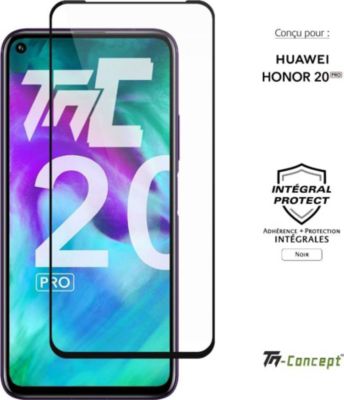 Protège écran TM CONCEPT Verre trempé pour Honor 20 Pro - Noir