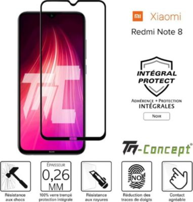 Protège écran TM CONCEPT Verre trempé - Xiaomi Redmi Note 8 Noir