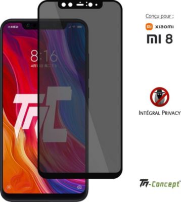 Protège écran TM CONCEPT Verre trempé teinté pour Xiaomi Mi8 Noir