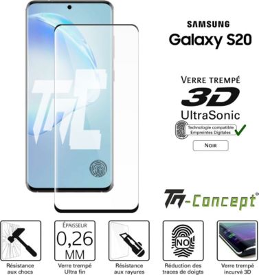 Protège écran TM CONCEPT Verre trempé 3D Samsung Galaxy S20 Noir Protège écran TM CONCEPT Verre trempé 3D Samsung Galaxy S20 Noir