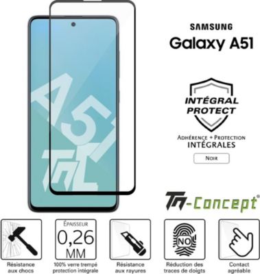 Protège écran TM CONCEPT Verre trempé - Samsung Galaxy A51 - Noir Protège écran TM CONCEPT Verre trempé - Samsung Galaxy A51 - Noir