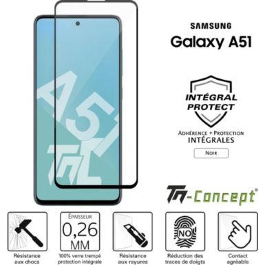 Protège écran TM CONCEPT Verre trempé - Samsung Galaxy A51 - Noir