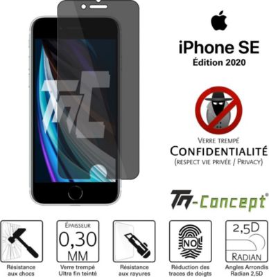 Protège écran TM CONCEPT Verre trempé teinté - Apple iPhone SE 2