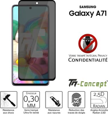 Protège écran TM CONCEPT Verre trempé teinté Samsung Galaxy A71 Protège écran TM CONCEPT Verre trempé teinté Samsung Galaxy A71