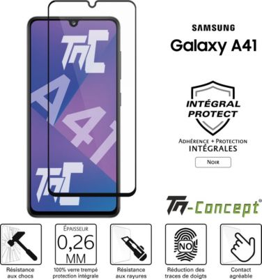 Protège écran TM CONCEPT Verre trempé - Samsung Galaxy A41 - Noir