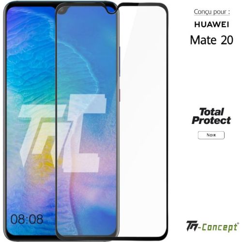Protège écran TM CONCEPT Verre trempé pour Huawei Mate 20 - Noir