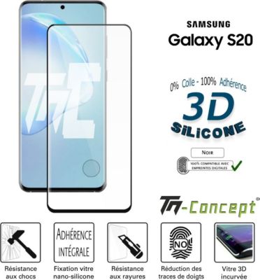 Protège écran TM CONCEPT Verre trempé 3D Samsung Galaxy S20 Noir