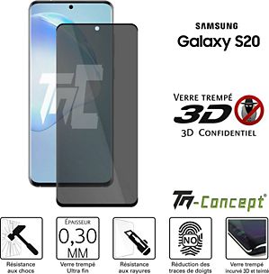 Protège écran TM CONCEPT Verre trempé teinté Samsung S21 FE Noir