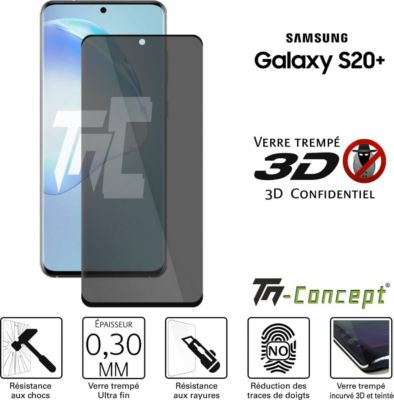 Protège écran TM CONCEPT Verre trempé 3D teinté Samsung S20 Plus Protège écran TM CONCEPT Verre trempé 3D teinté Samsung S20 Plus