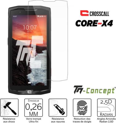 Protège écran TM CONCEPT Verre trempé pour Crosscall Core X4 Protège écran TM CONCEPT Verre trempé pour Crosscall Core X4