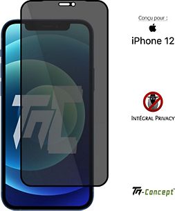 Verre Trempé Noir Anti Espion pour iPhone 12 / iPhone 12 PRO (6,1