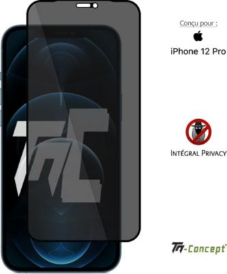 Protège écran TM CONCEPT Verre teinté pour iPhone 12 Pro - Noir