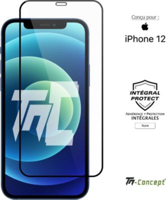 Protège écran TM CONCEPT Verre trempé intégral - iPhone 12 - Noir