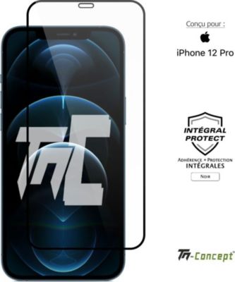 Protège écran TM CONCEPT Verre trempé intégral iPhone 12 Pro Noir