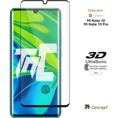 Protège écran TM CONCEPT Verre trempé 3D Xiaomi Mi Note 10 - Noir