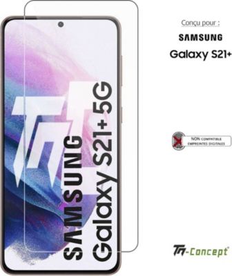 Mobigear Premium - Samsung Galaxy S21 Plus Verre trempé Protection d'écran  Empreinte digitale - Compatible Coque - Noir (Lot de 3) 8-610508-2 