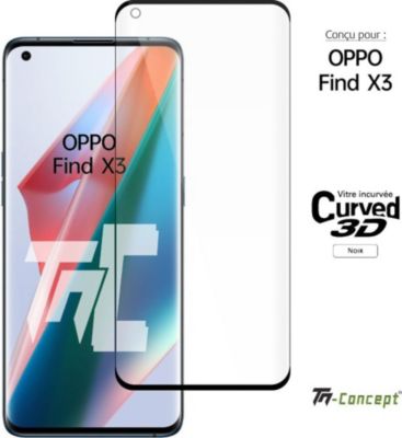 Protège écran TM CONCEPT Verre trempé 3D pour Oppo Find X3 - Noir