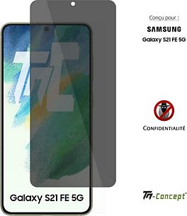 Protège écran TM CONCEPT Verre trempé teinté Samsung S21 FE Noir