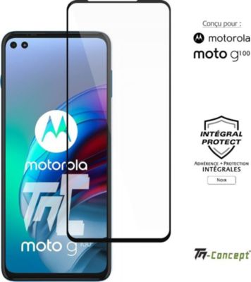 Protège écran TM CONCEPT Verre trempé pour Motorola G100 - Noir