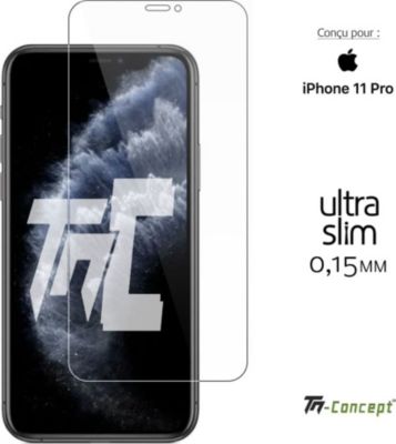 Film Verre trempé Apple iPhone 11 Pro Max Protection Ecran, Ultra-résistant  9H - Transparent - Français