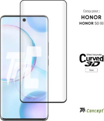 Protège écran TM CONCEPT Verre trempé 3D pour Honor 50 - Noir