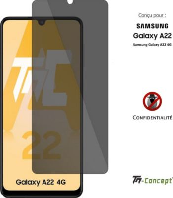 Protège écran TM CONCEPT Verre trempé teinté pour Samsung A22 4G Protège écran TM CONCEPT Verre trempé teinté pour Samsung A22 4G