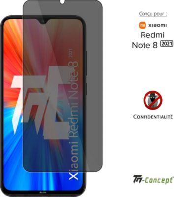 Protège écran TM CONCEPT Verre trempé teinté - Redmi Note 8 2021 Protège écran TM CONCEPT Verre trempé teinté - Redmi Note 8 2021