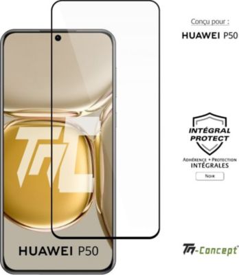 Protège écran TM CONCEPT Verre trempé pour Huawei P50 - Noir