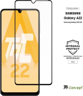Protège écran TM CONCEPT Verre trempé Samsung Galaxy A22 4G Noir