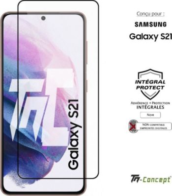 Protège écran TM CONCEPT Verre trempé - Samsung Galaxy S21 - Noir