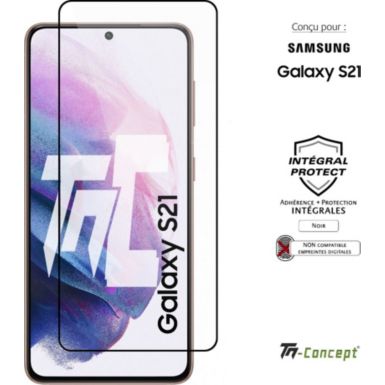 Protège écran TM CONCEPT Verre trempé - Samsung Galaxy S21 - Noir