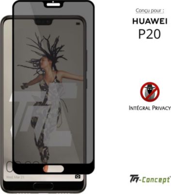 Protège écran TM CONCEPT Verre trempé teinté - Huawei P20 - Noir Protège écran TM CONCEPT Verre trempé teinté - Huawei P20 - Noir